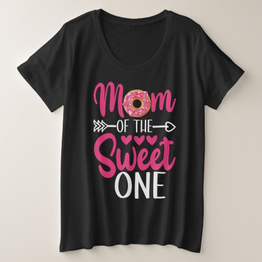 Mam van de Sweet One Sprinkst Donut Grote Maat T-shirt (Design voorkant)