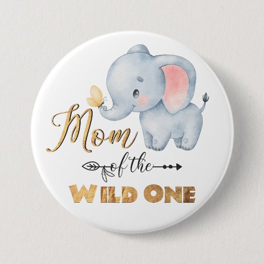 Mam van de Wilde One Elephant Gold Foil Button (Voorkant)
