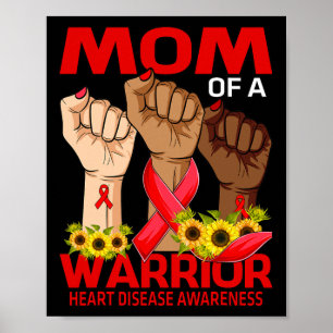 Mam van een Warrior Heart Disease Awareness Zonneb Poster