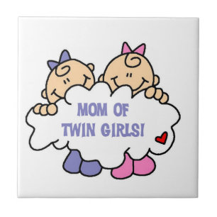 Mam van Twin Girls T-shirts en cadeautjes Tegeltje