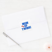 Mam van Twins Blue Text Gifts Vierkante Sticker (Envelop)