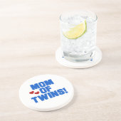 Mam van Twins Blue Text Gifts Zandsteen Onderzetter (Zijkant)