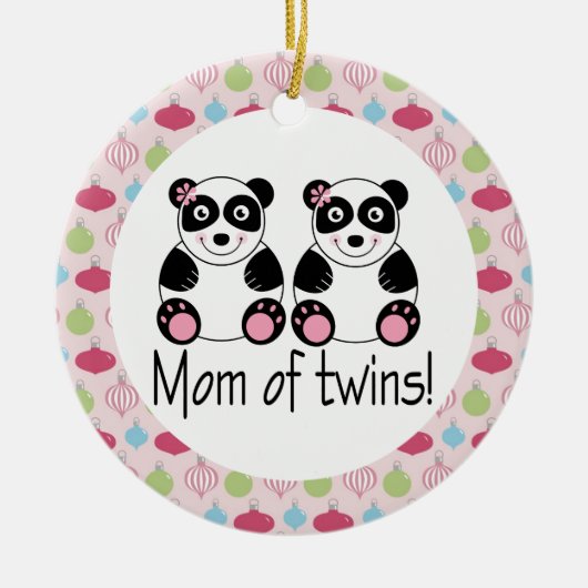 Mam van Twins Panda Kerstkeepomwille Ornament (Voorkant)