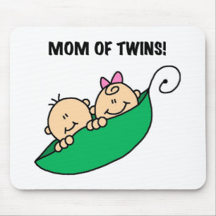 Mam van Twins-Peas in een pod-shirt en cadeaus Muismat