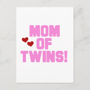 Mam van Twins-roze tekentshirts en cadeautjes Briefkaart