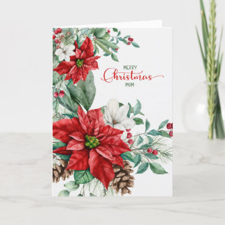 Mam voor Kerstmis Poinsettias Elegant Feestdagen Kaart