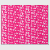 Mam vrouw baas hotroze aangepast script stijlvol cadeaupapier (Vlak)