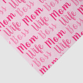 Mam vrouw baas licht roze aangepast script schatti tissuepapier (Detail)