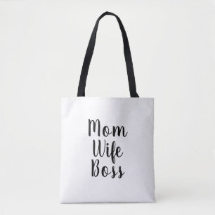 Mam vrouw baas wit aangepast script schattig moder draagtas