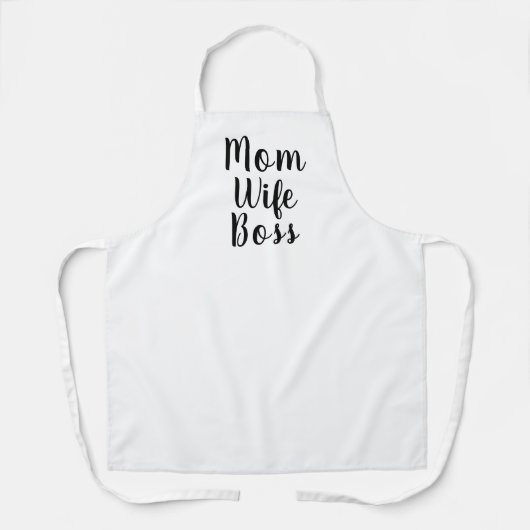 Mam vrouw baas wit aangepast script schattig moder schort (Voorkant)