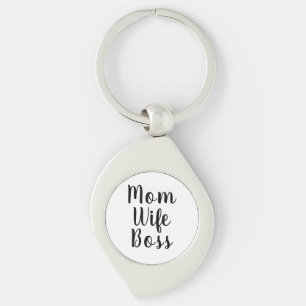 Mam vrouw baas zwart wit aangepast script schattig sleutelhanger