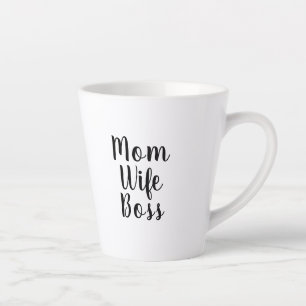 Mam vrouw baas zwarte witte tekst aangepast script latte mok