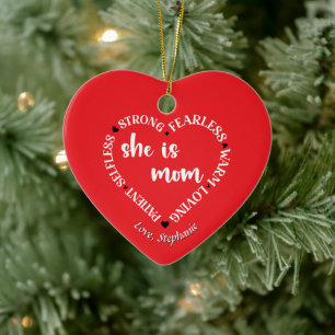 Mam Waardering Quote Rode Hart Personaliseren Keramisch Ornament