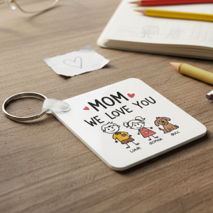 Mam We Achten Jou Kinderen en Hond Familienamen Sleutelhanger