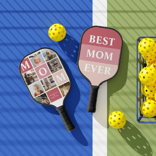 Mam, we houden van je   Modern 8 fotokleurenblok Pickleball Paddle