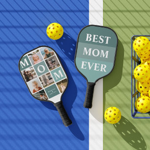 Mam We houden van jou Modern 8 foto kleurblok Pickleball Paddle