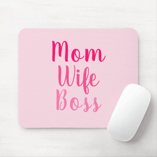 Mam Wife Boss roze aangepast script stijlvol Muismat (Met muis)