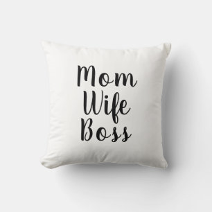 Mam Wife Boss, zwart wit aangepast script schattig Kussen
