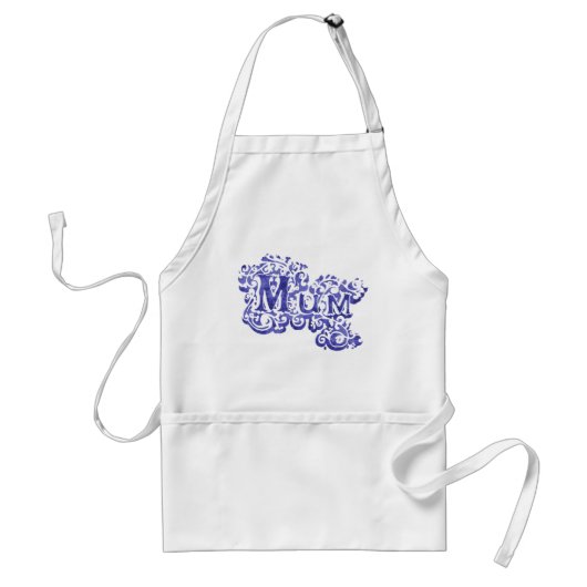 "Mam" wit en blauw grafisch kookschort Standaard Schort (Voorkant)
