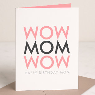 Mam Wow   Moederdag Modern Roze Super Cute Kaart