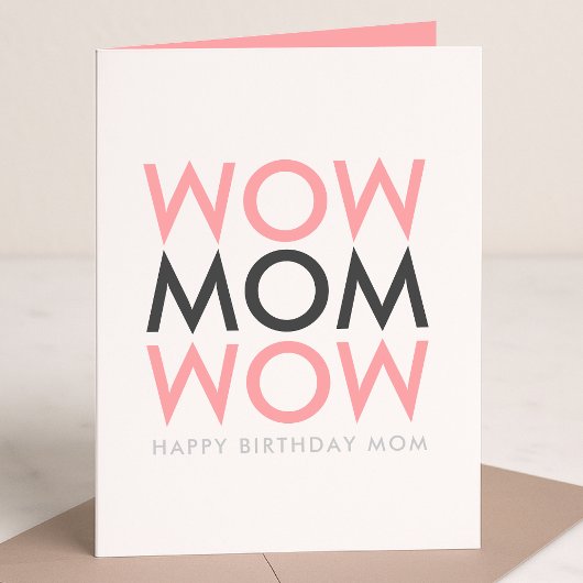 Mam Wow | Moederdag Modern Roze Super Cute Kaart