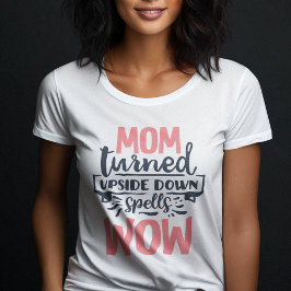 Mam Wow moederdag schattige roze grijze typografie T-shirt