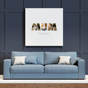 Mama 3 foto modern elegant zwart crème moederdag canvas afdruk