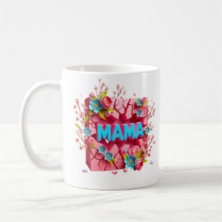 MAMA 3D gebarsten wand ontwerp met levendige bloem Koffiemok
