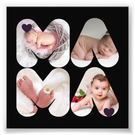 MAMA 4 x Photo Collage Cadeau Pour Mères, Maman, (Devant)