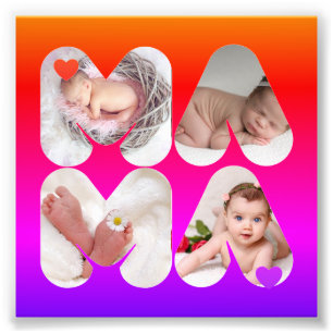 MAMA 4 x Photo Collage Cadeau Pour Mères, Maman,