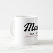 Mama, aangepaste jaartekst, hart  koffiemok (Voorkant links)