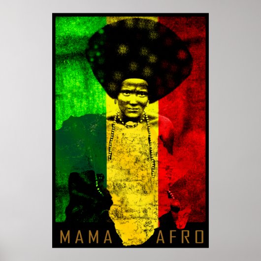 Mama Afro Africa Map Reggae Art Print (Voorkant)