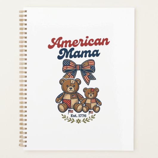 Mama Américaine Ours Patriote Patchwork Vector Des (Devant)