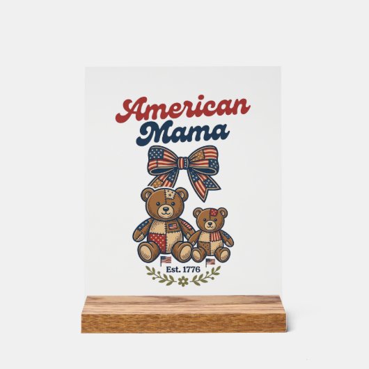 Mama Américaine Ours Patriote Patchwork Vector Des (Recto)