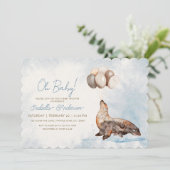 Mama and Baby Sea Lion Boy Baby Shower Kaart (Staand voorkant)
