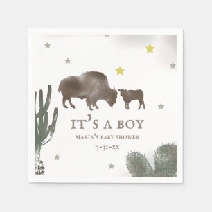 Mama Baby Buffalo Cactus Boy Baby shower Napkins Servet