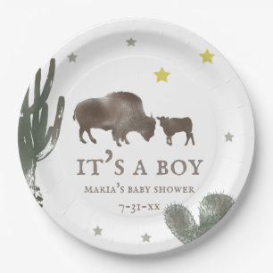 Mama Baby Buffalo Cactus Boy Baby shower Papieren Bordje