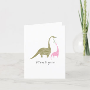 Mama Baby Dinosaurus Roze Baby shower Dank u Bedankkaart