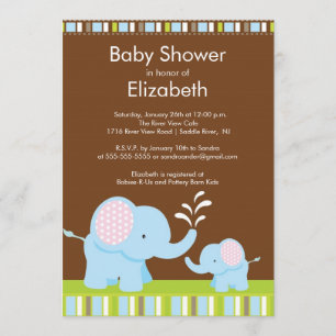 Mama & Baby Elephant Baby shower Boy of Girl Kaart
