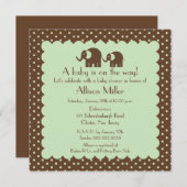 Mama & Baby Elephant Baby shower Kaart (Voorkant / Achterkant)