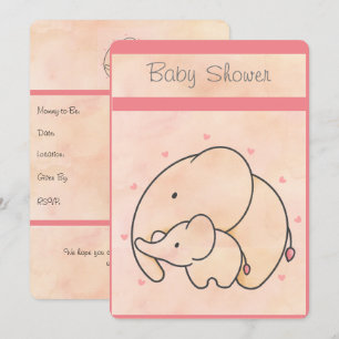 Mama & Baby Elephant Baby shower Kaart