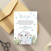 Mama Baby Elephant Blue Watercor Baby shower Bedankkaart