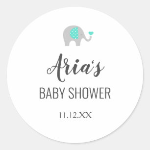 Mama Baby Olifant met Wolken Douche Envelop Ronde Sticker