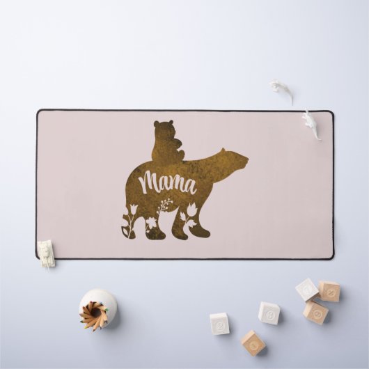 Mama Bear avec 1 Cub équitation sur le dos de mama (Tableau pour enfants)