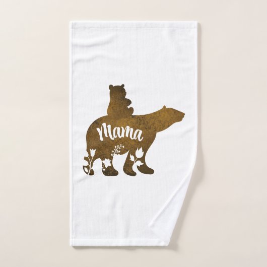 Mama Bear avec 1 Cub équitation sur le dos de mama (Serviette à main)