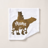 Mama Bear avec 1 Cub équitation sur le dos de mama (Gant de toilette)
