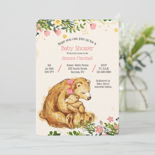 Mama Bear Baby Bear Douche Invitation (Debout devant)