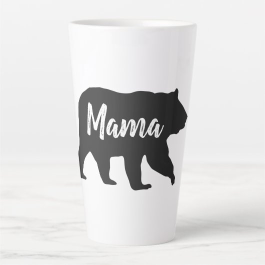 Mama Bear Black and White Latte Mug (Devant)