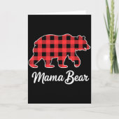 Mama Bear Christmas Red Buffalo Plaid Family Match Kaart (Voorkant)