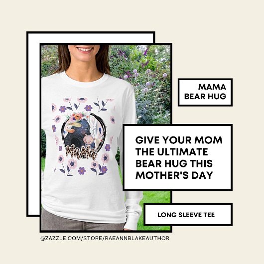 "Mama Bear Hug" T-shirt long à manches de la fête 